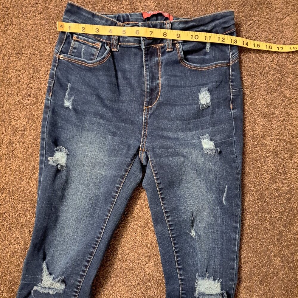 Wax Jean Butt I Love You Ripped/ Distressed Skinny High rise Jeans - Picture 4 of 8